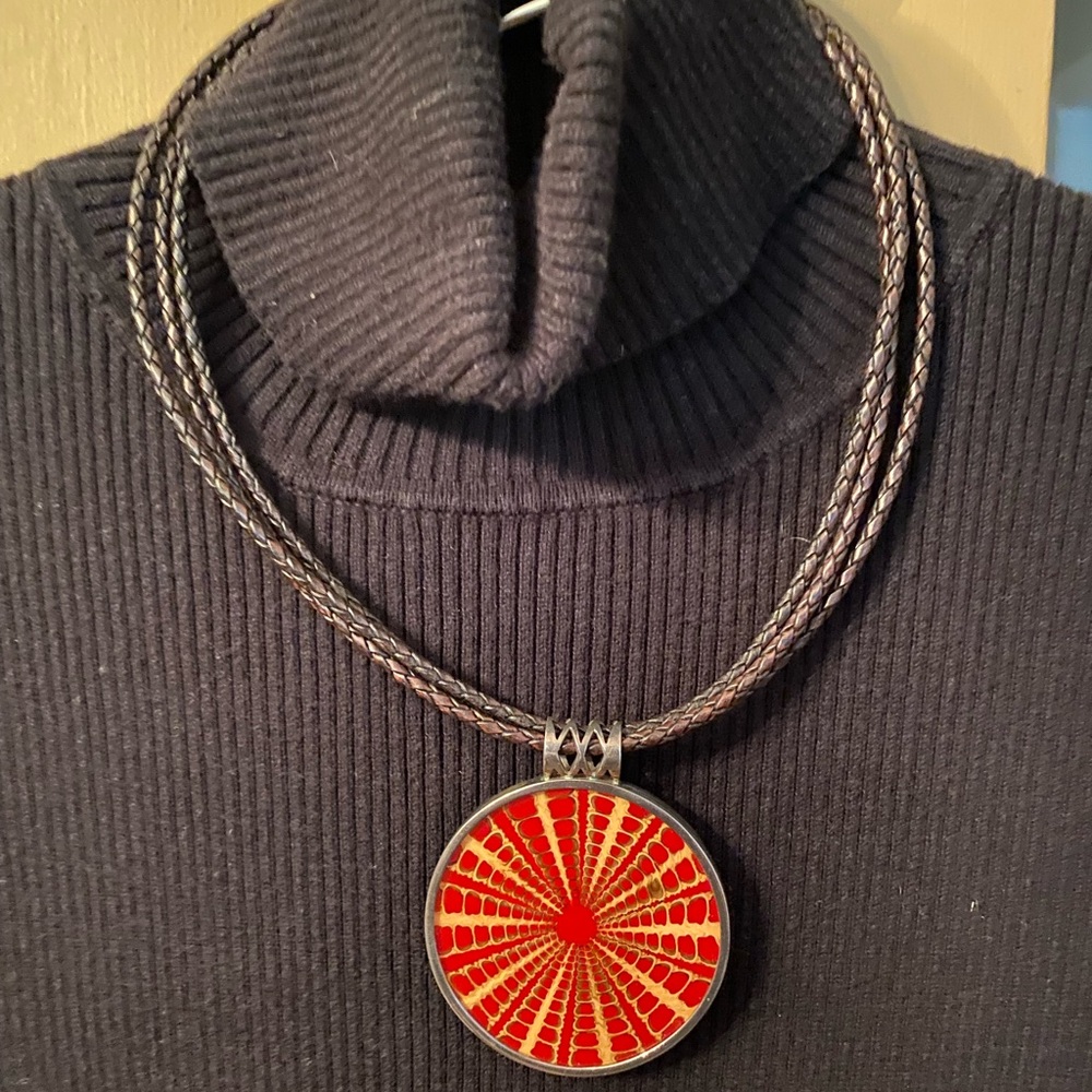 Silver and Red Pendant Silpada Necklace